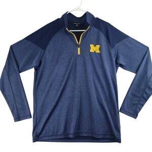 Michigan Wolverines Champion Elite‎ Quarter Zip Pullover Mens XL Blue Athletic